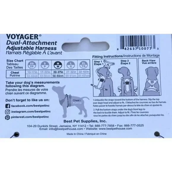 Voyager Dog Harness Medium Dual Attachment Adjustable Red Top Handle NWT - Picture 5 of 5